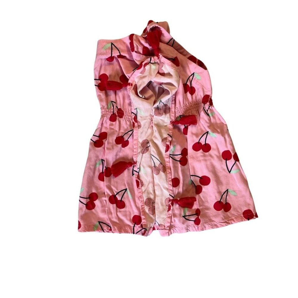 Cat & Jack Girls Swimsuit Cover-up 18M Cherry Print Tassels Pink and Red - Picture 3 of 6